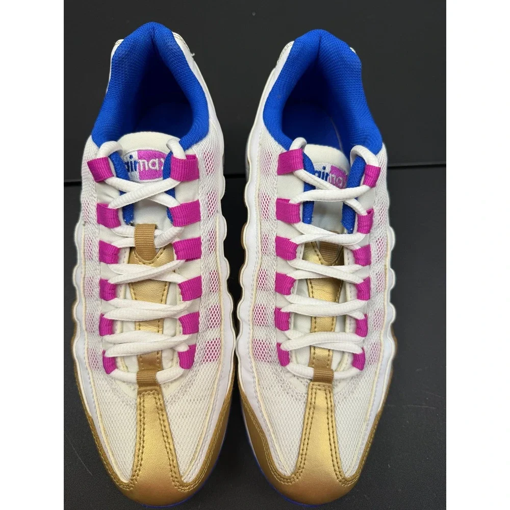 Nike Air Max 95 Gold Pink Blue Sneakers Retro Running Shoes 7Y Women‎ 8.5